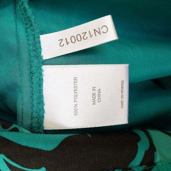 New York & Company Teal & Black V-Neck Blouse - Small - Picture 8 of 8